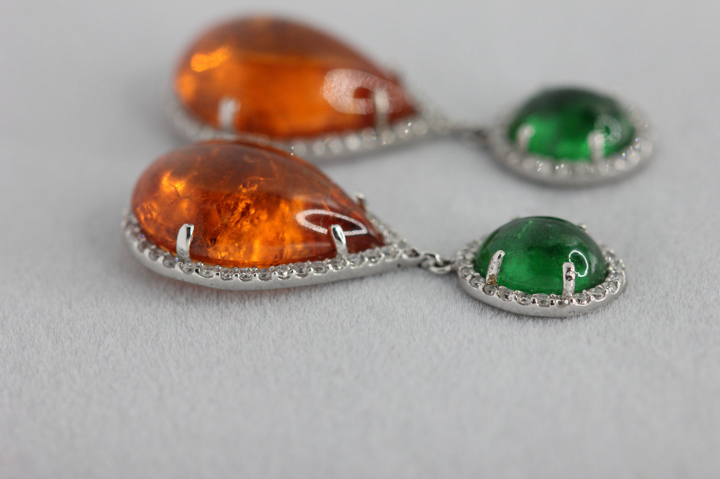 Tsavorite and Spessartine earrings