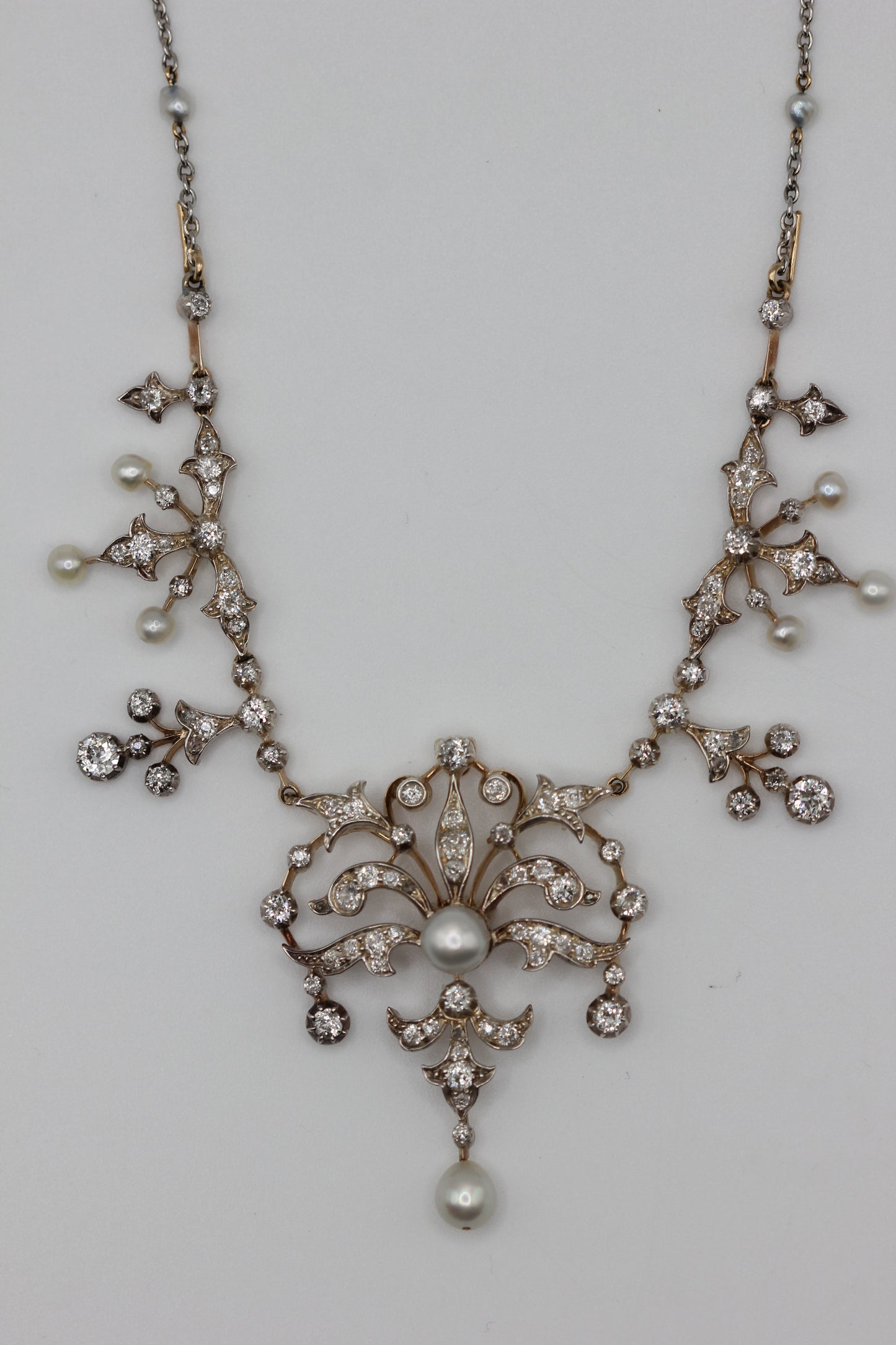 Antique diamond and pearl necklace