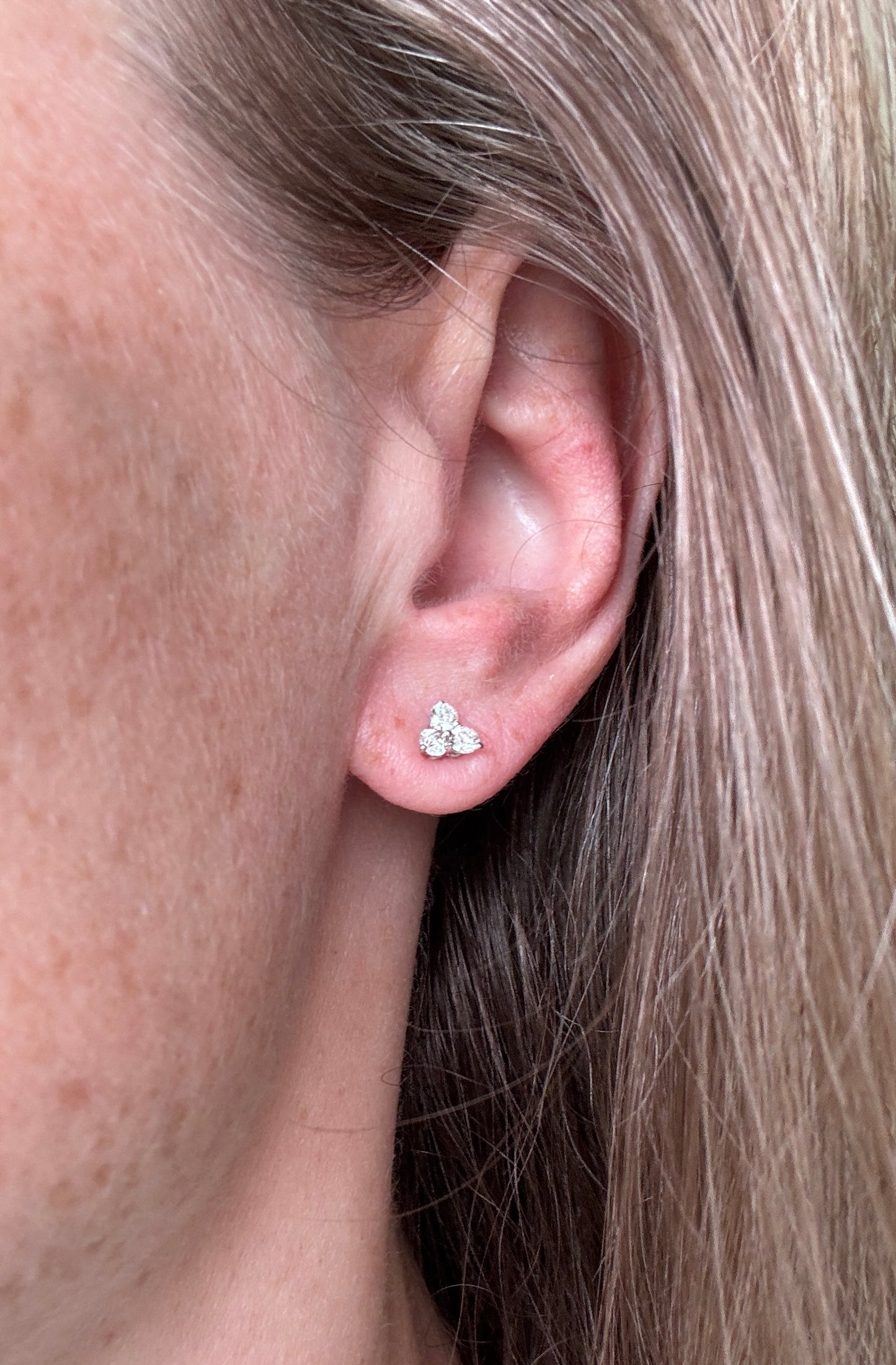 Diamond trefoil earrings