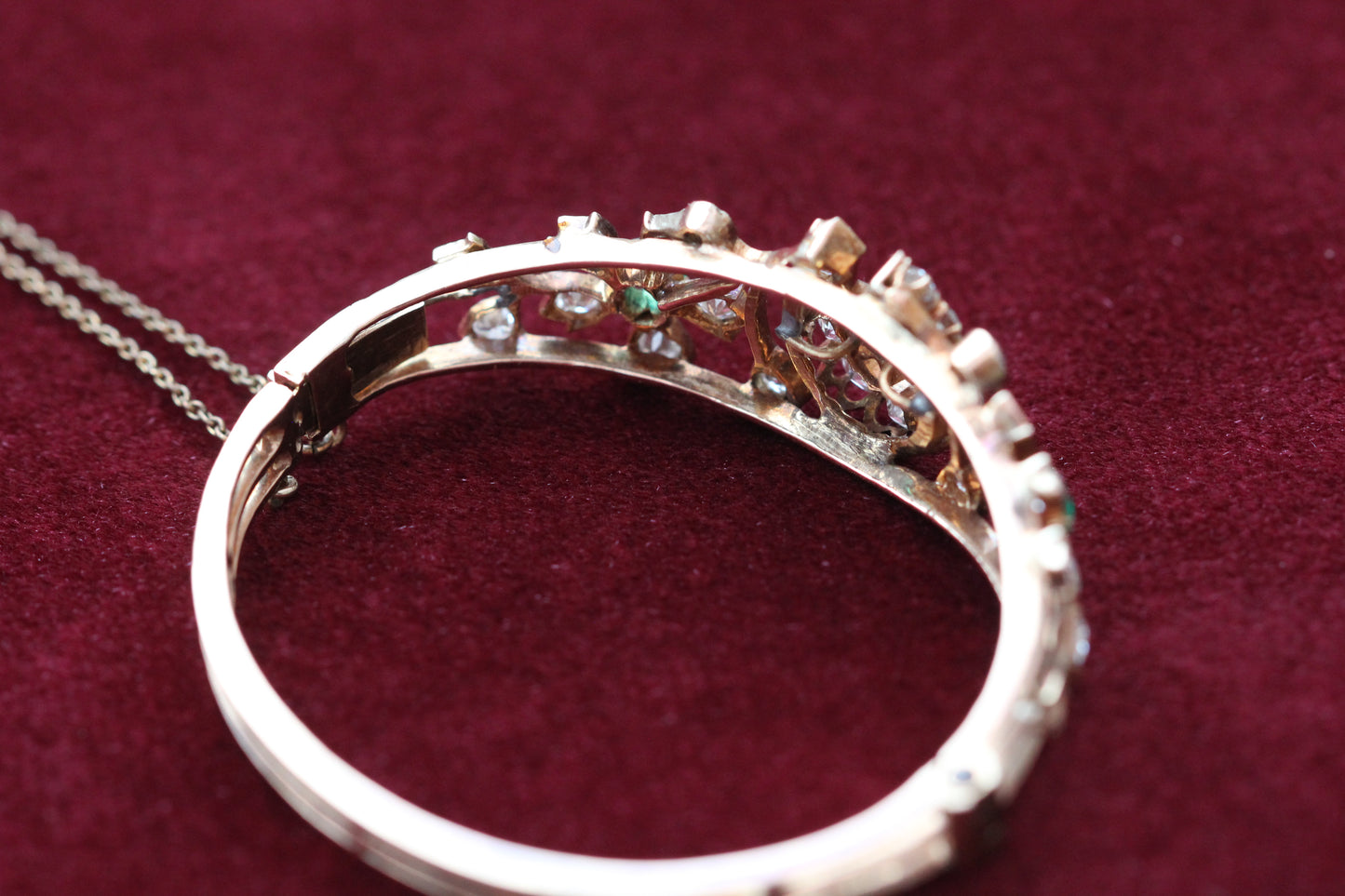 Diamond and emerald bangle