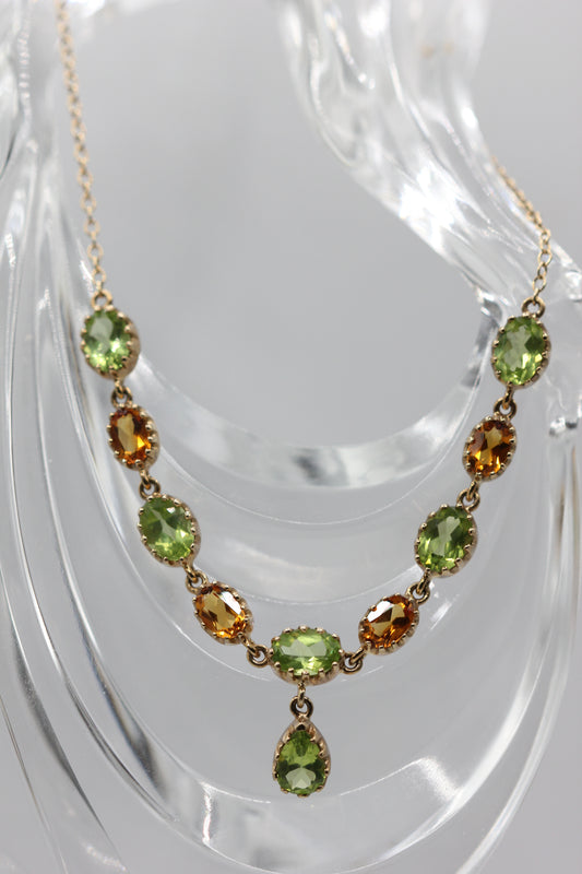 Peridot and citrine necklace