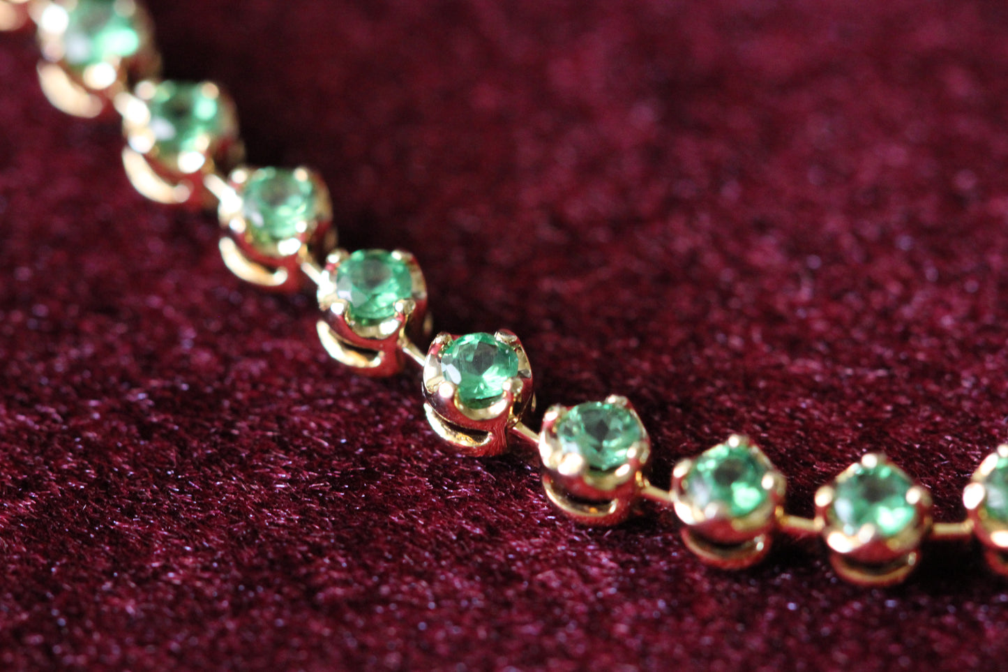 Emerald and diamond line necklace