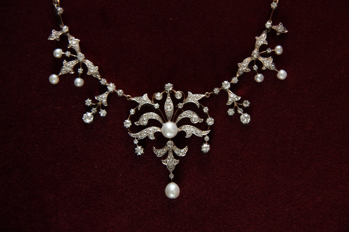 Antique diamond and pearl necklace