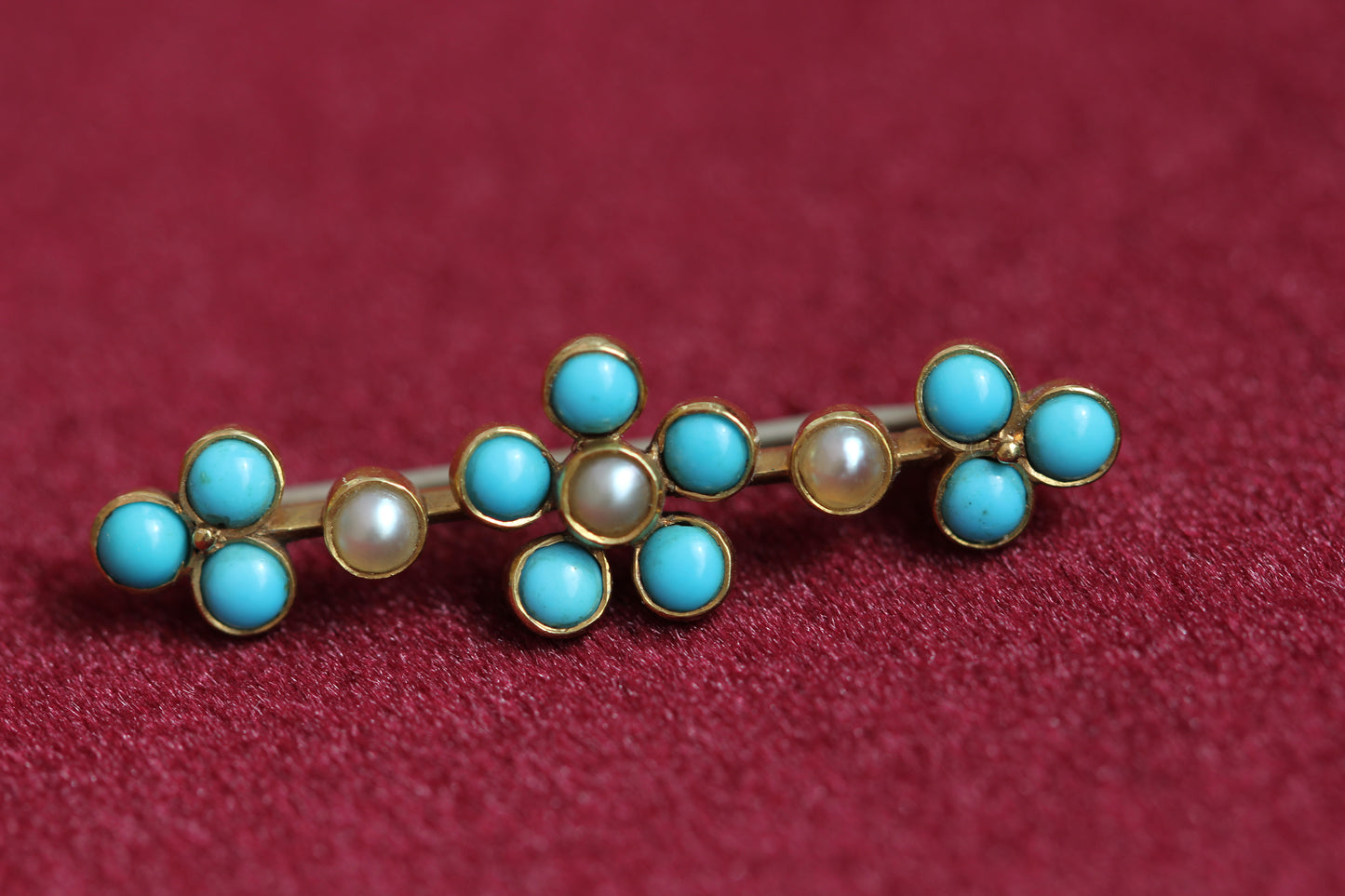 Turquoise bar brooch