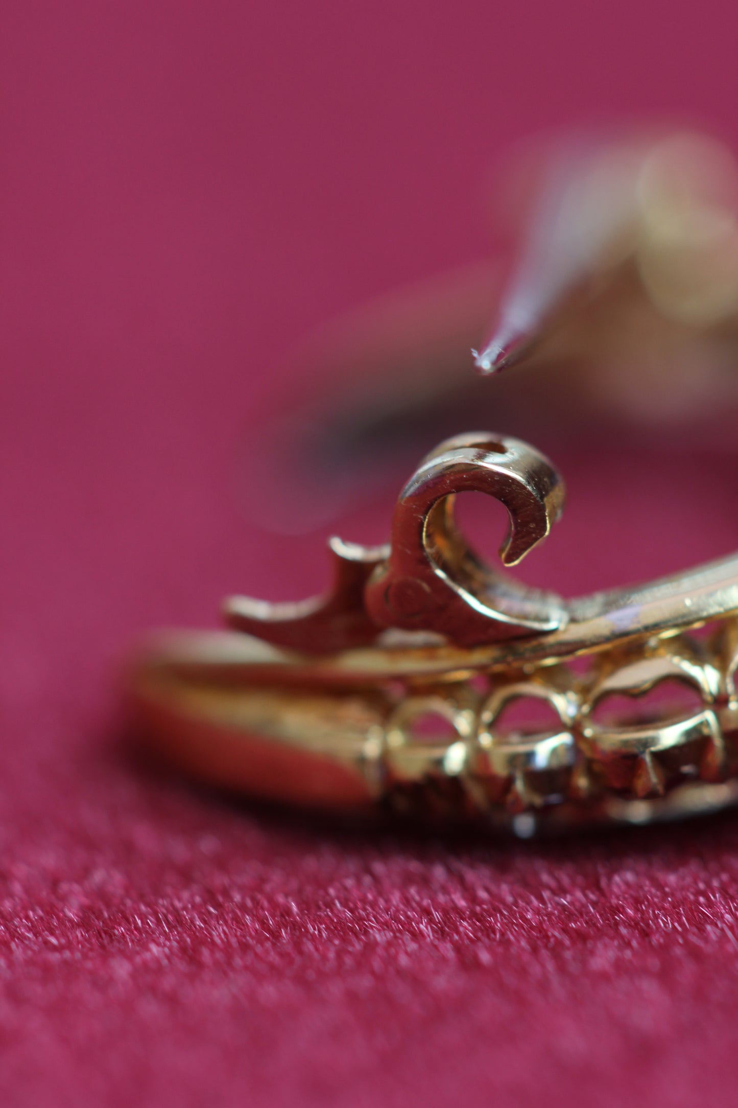 Victorian Ruby & Diamond Crescent Moon Brooch