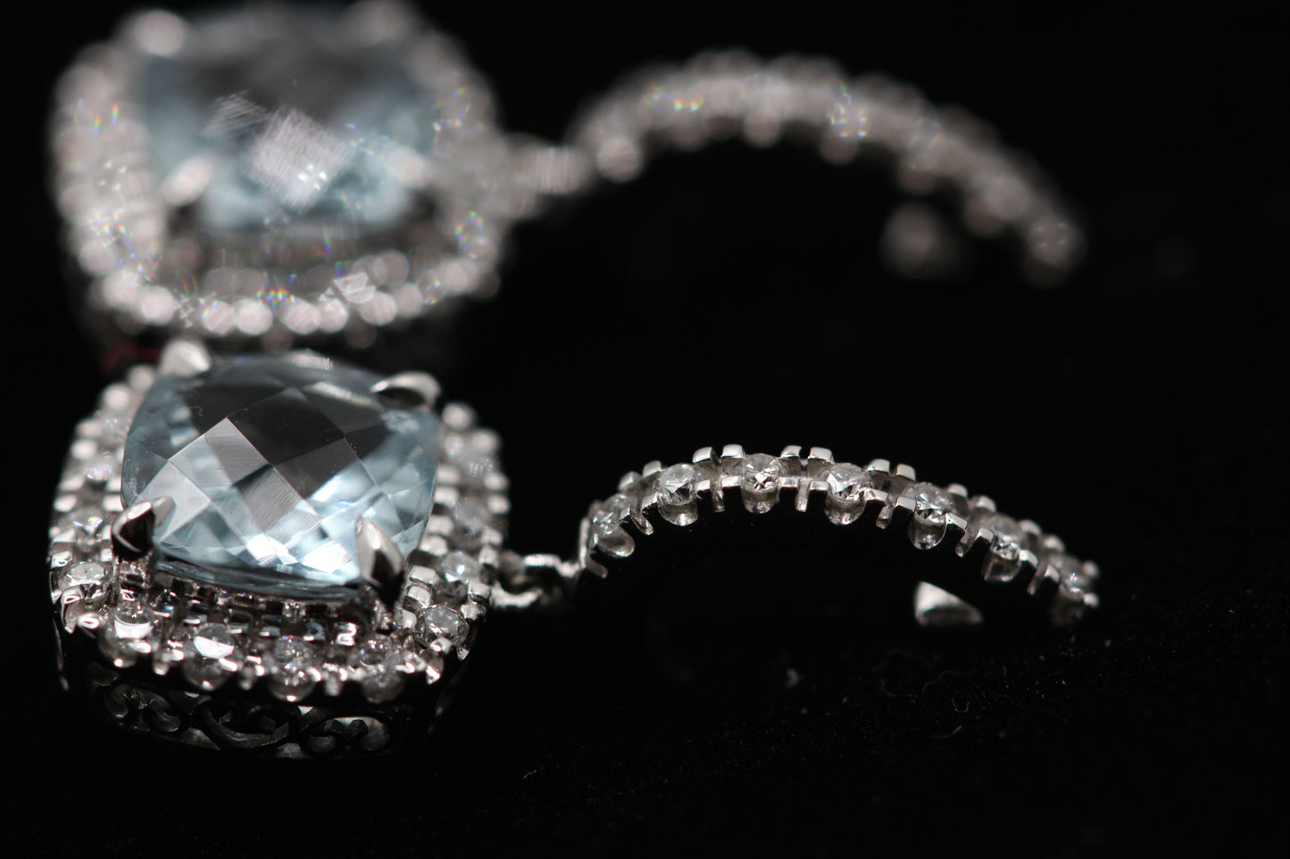 Aquamarine and diamond earrings