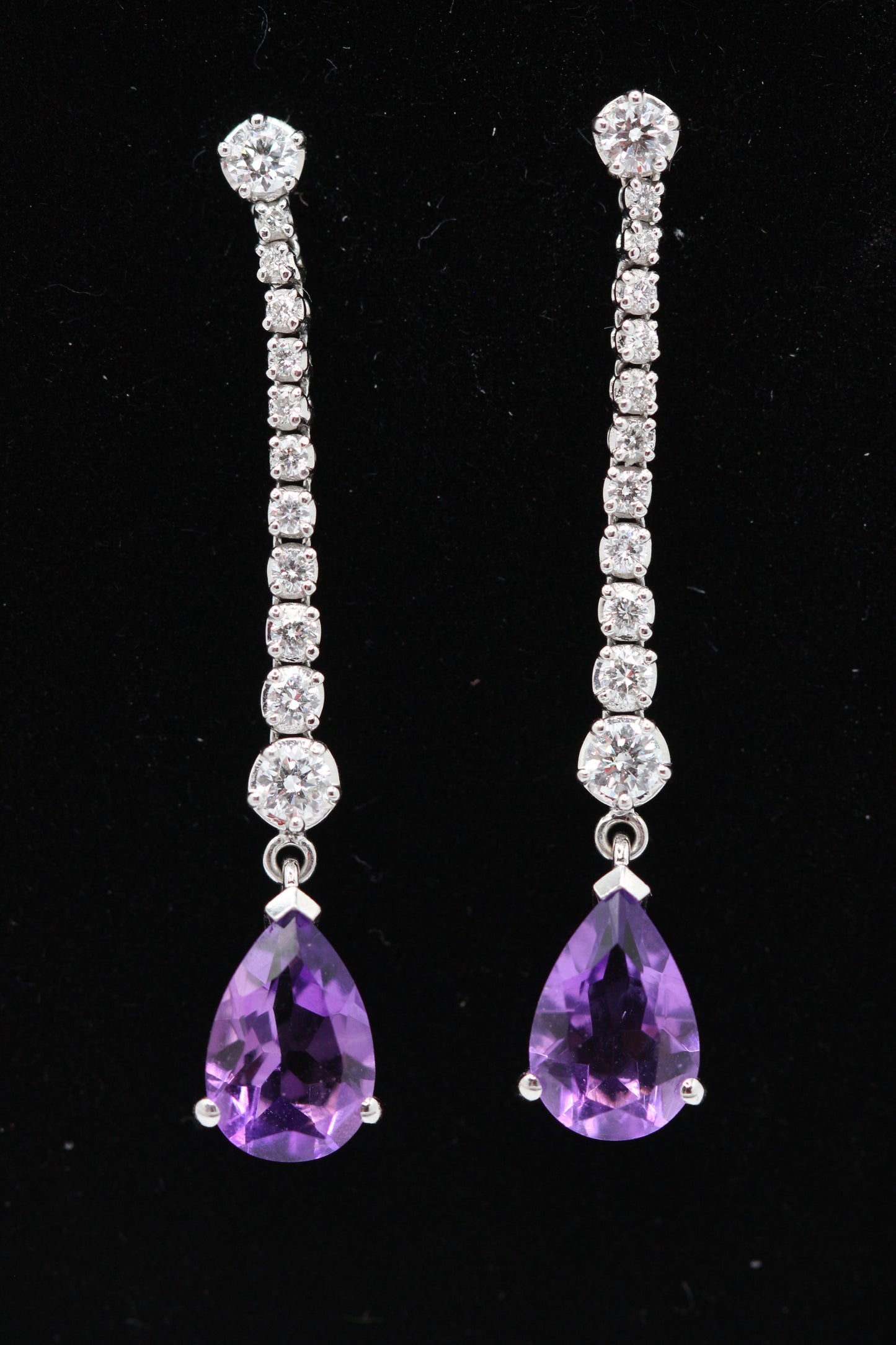 Amethyst and diamond drop earrings