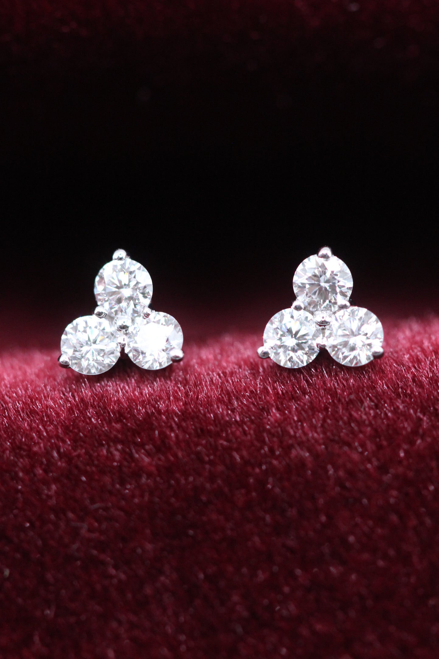Diamond trefoil earrings