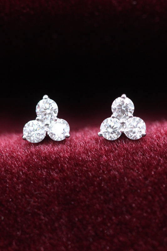 Diamond trefoil earrings