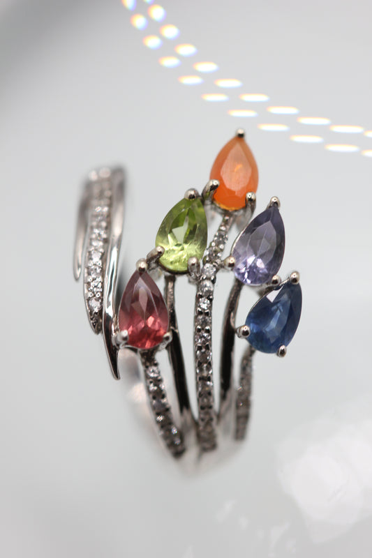 Multi gem dress ring