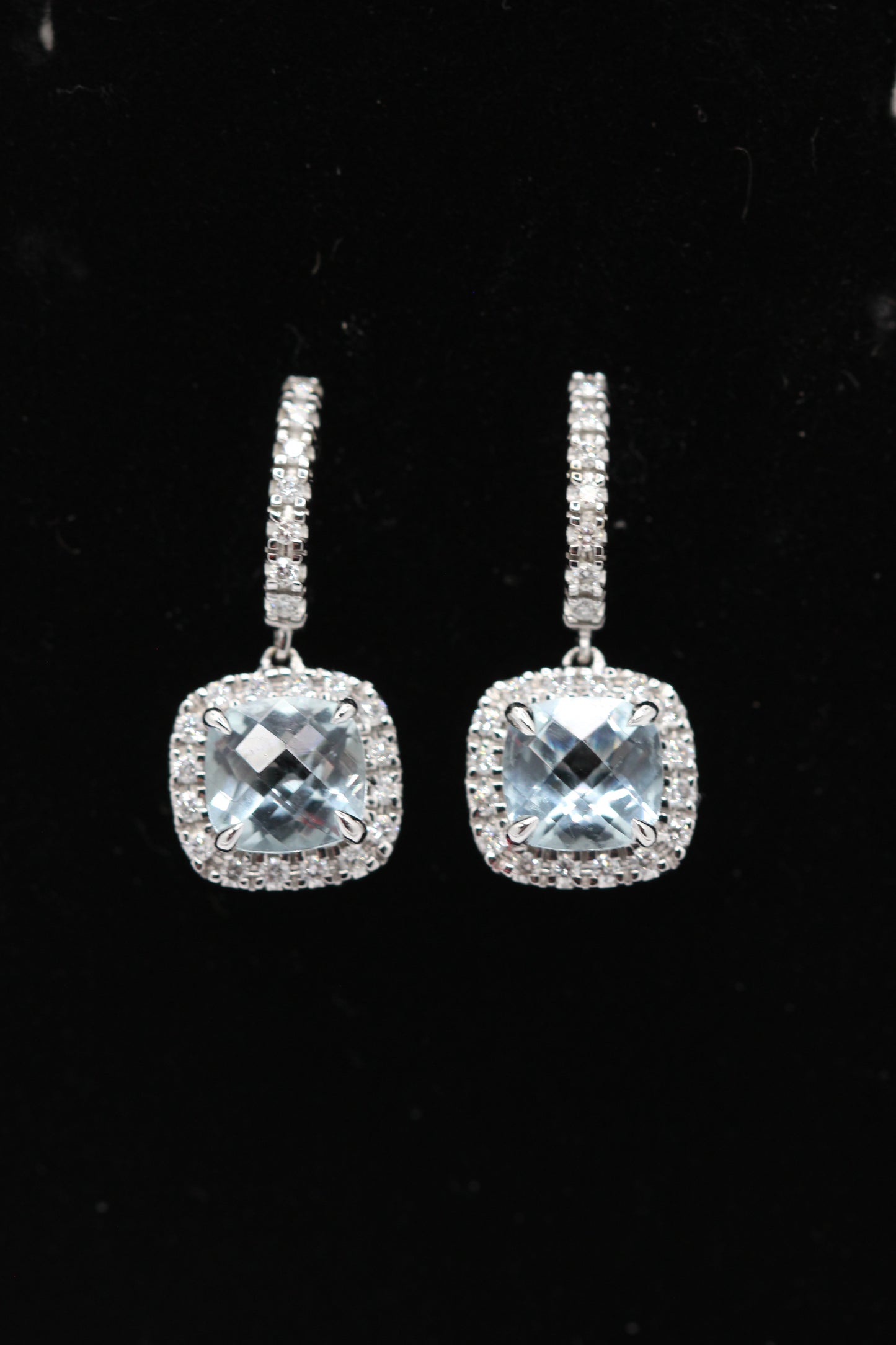 Aquamarine and diamond earrings