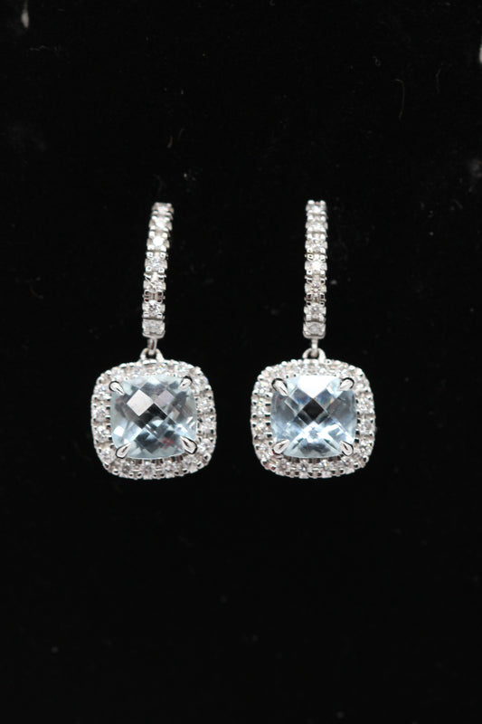 Aquamarine and diamond earrings