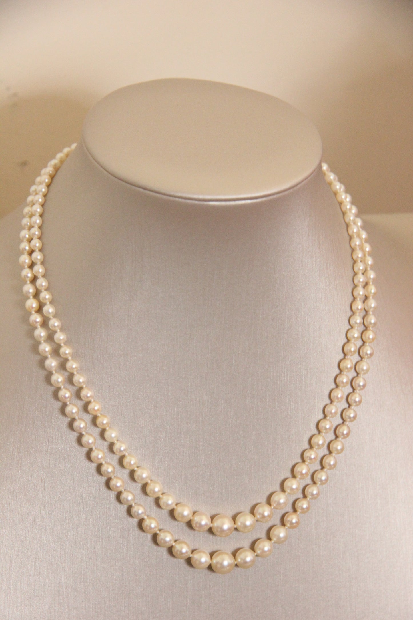 Two row pearl necklace