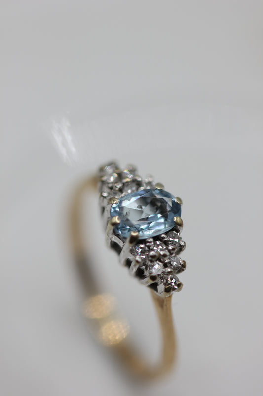 Aquamarine and diamond ring