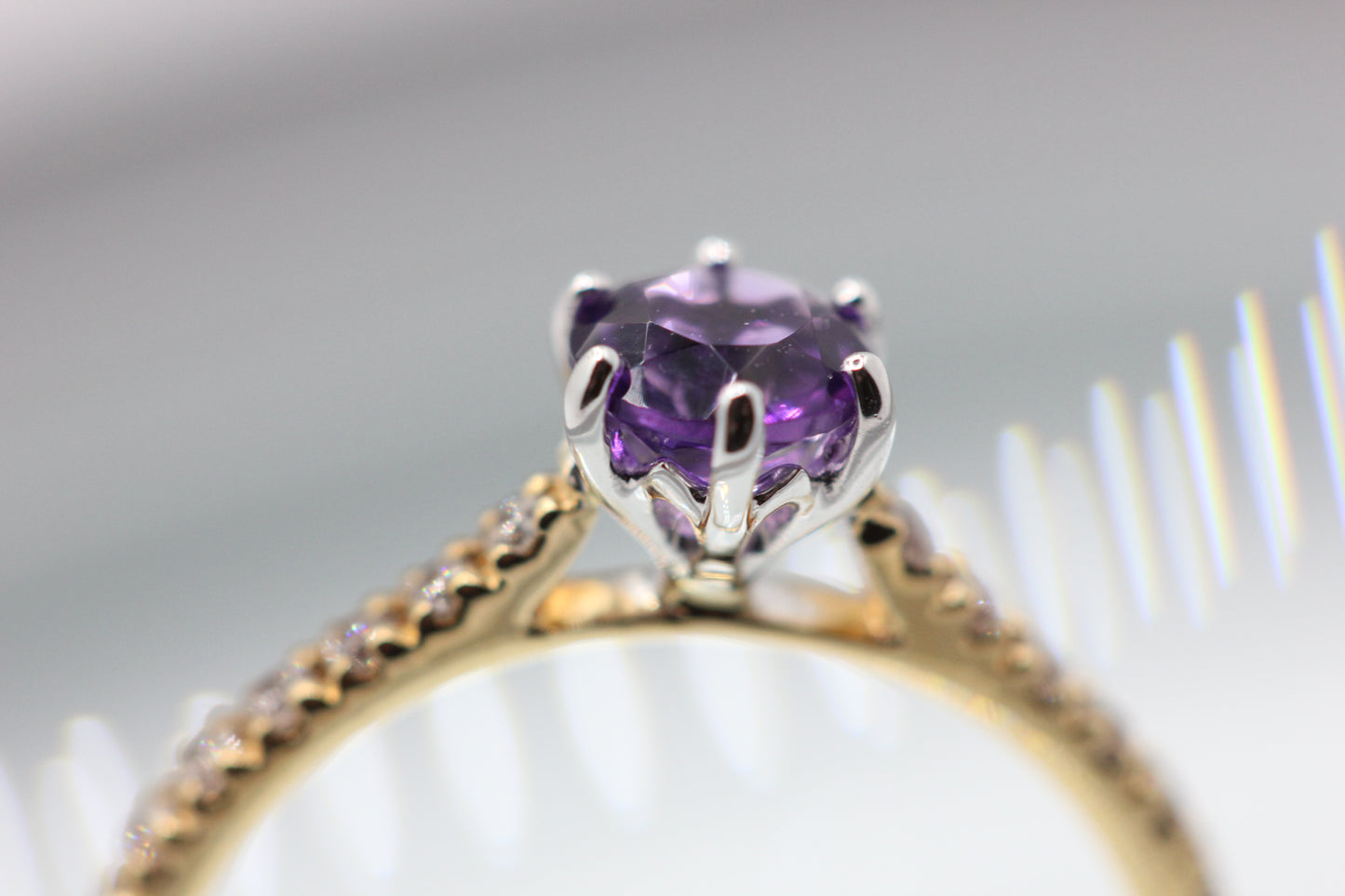 Amethyst and diamond ring