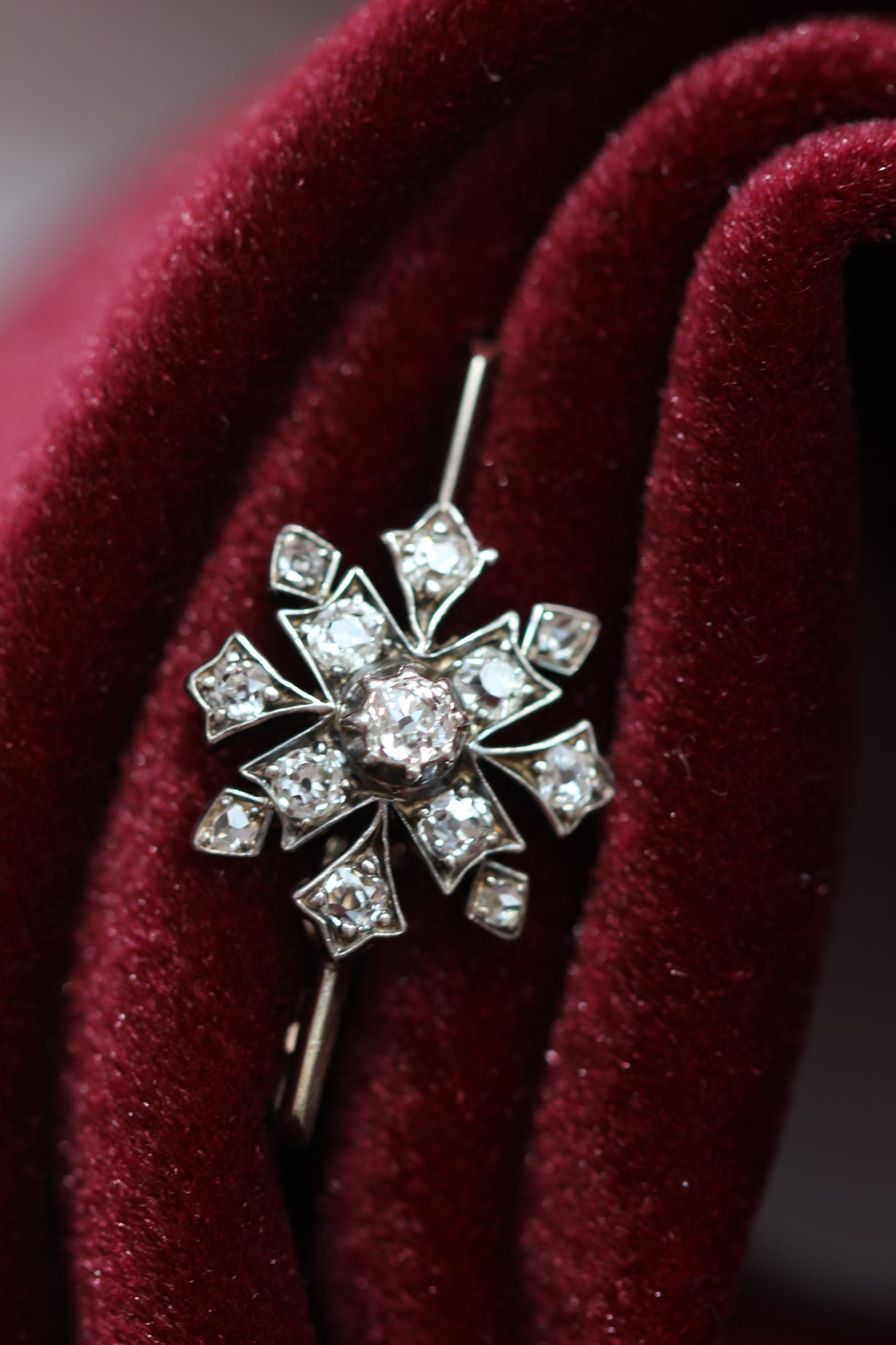 Antique Diamond Snowflake Brooch
