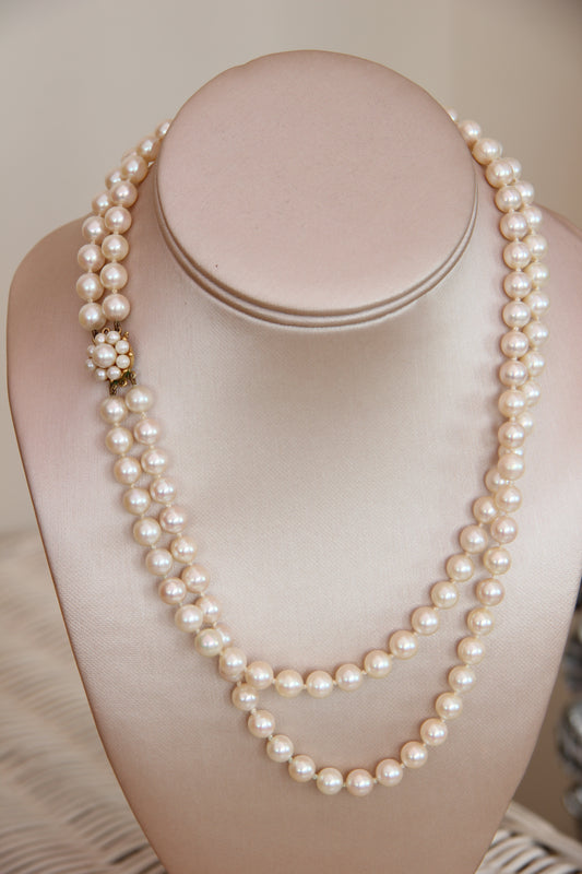 Double row pearl necklace
