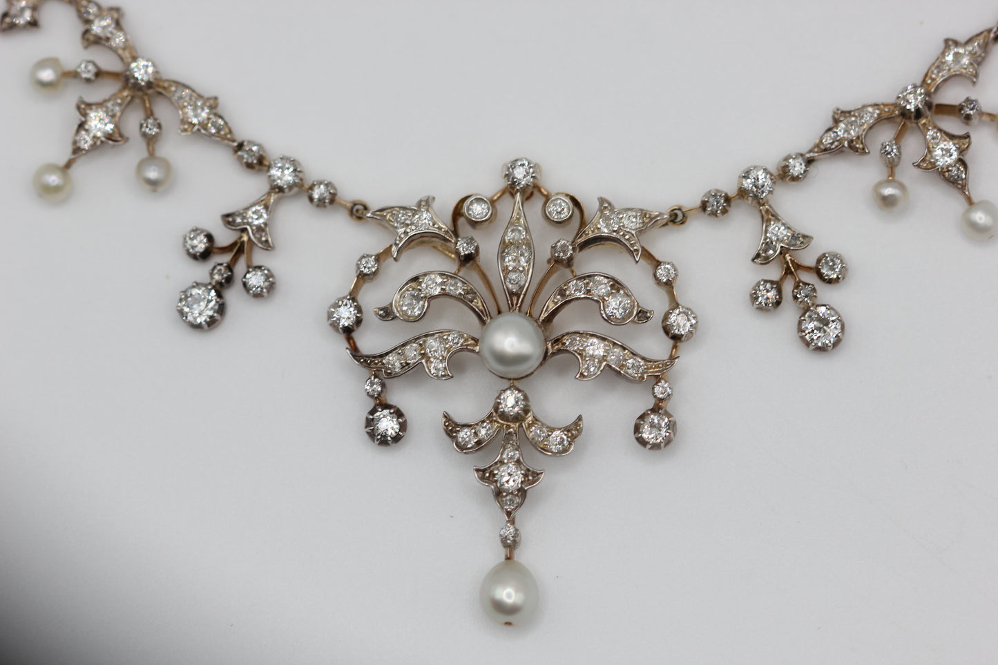 Antique diamond and pearl necklace