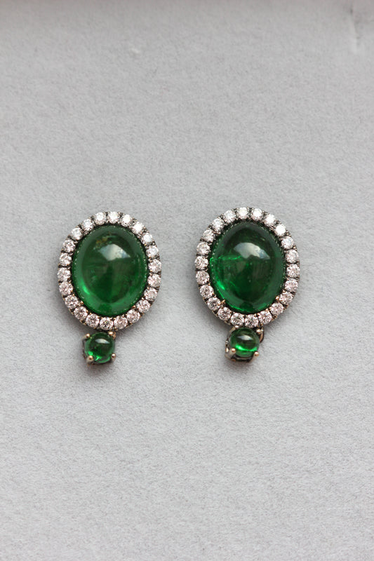 Tsavorite and diamond earrings