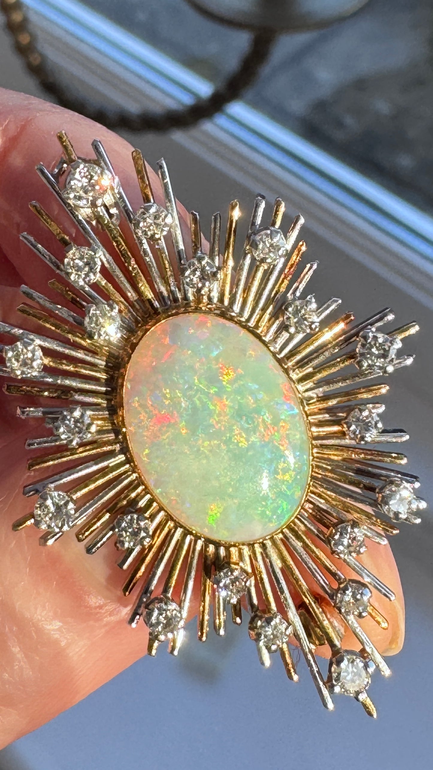 Opal, Diamond and Gold Brooch