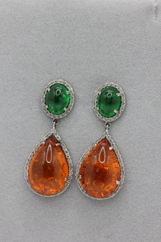 Tsavorite and Spessartine earrings