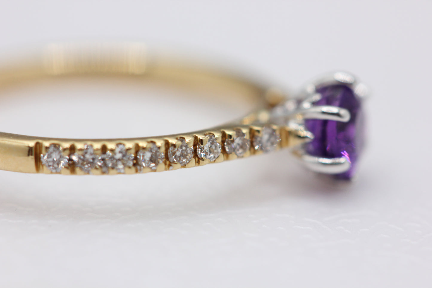 Amethyst and diamond ring