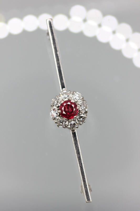 Ruby bar brooch