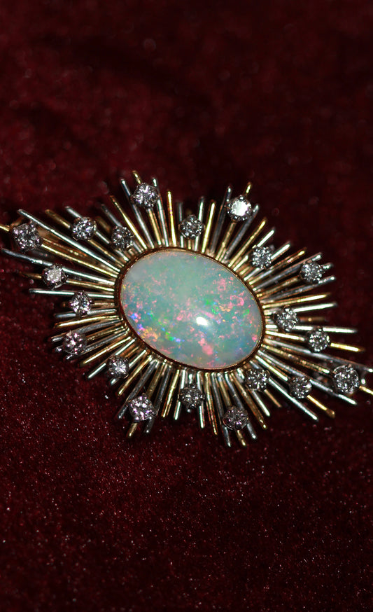 Opal, Diamond and Gold Brooch