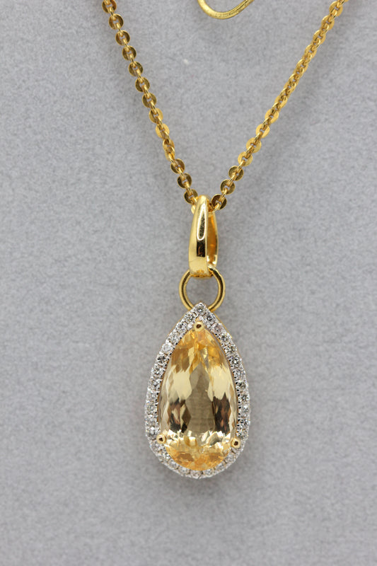 Yellow topaz and diamond necklace