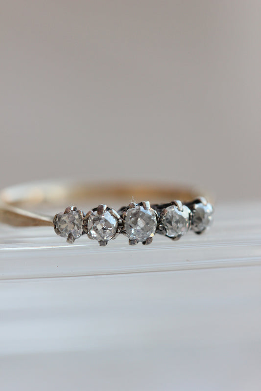Old cut 5 diamonds ring