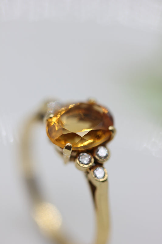 Citrine and diamond ring