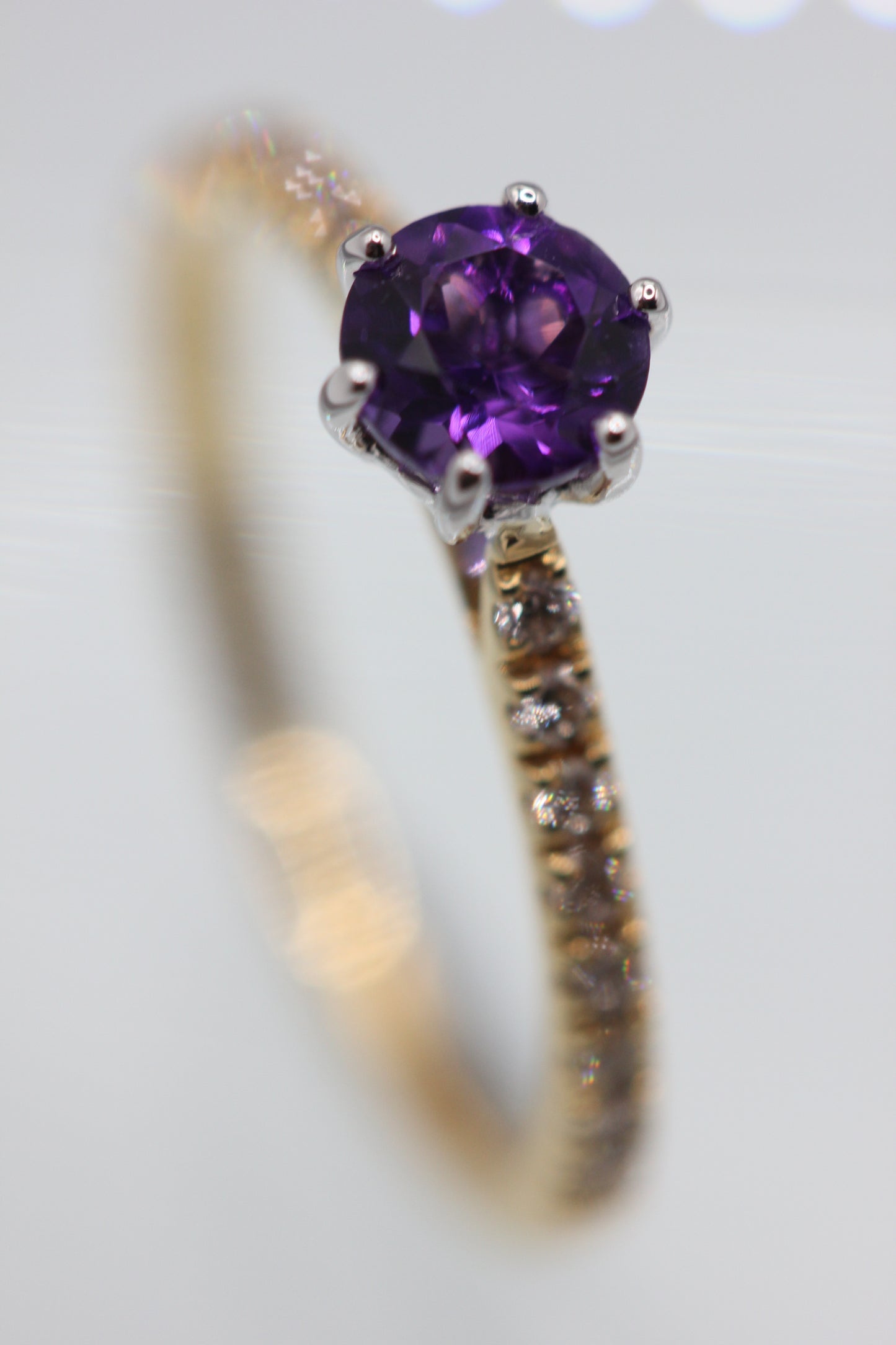 Amethyst and diamond ring