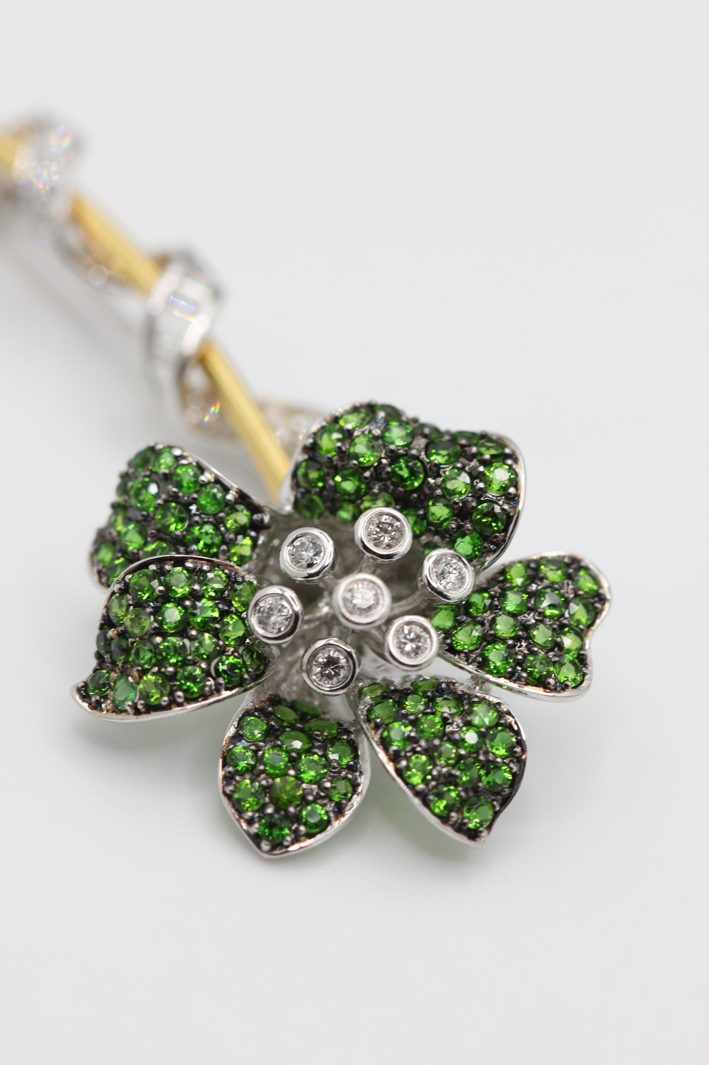 Tsavorite flower brooch