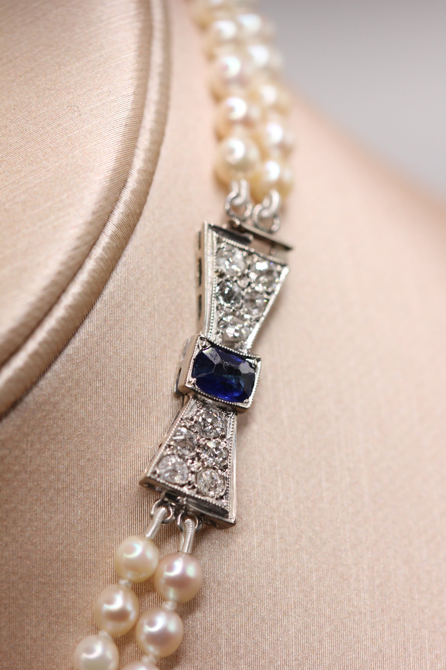 Two row pearl necklace