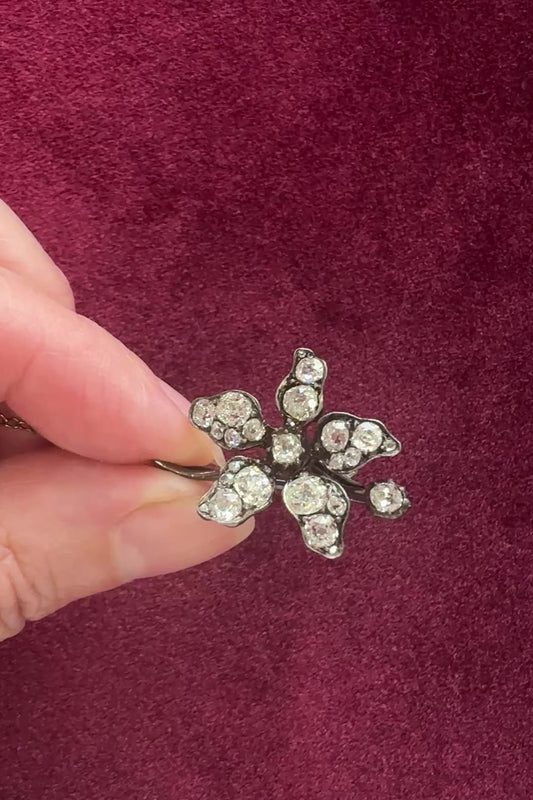 Antique diamond flower brooch